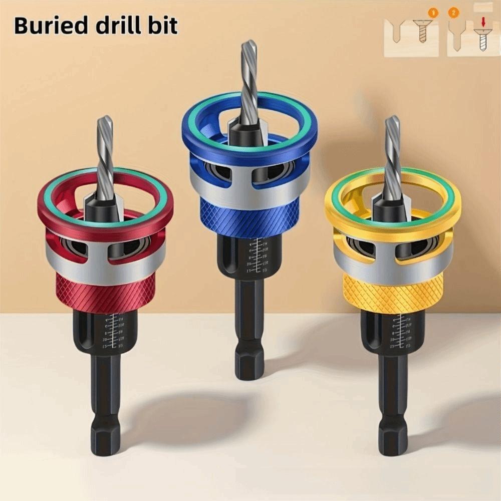 5pcs/box Adjustable Depth Countersink Drill Bit Zinc Zinc Alloy Drill Bit Concealed Screw Installation