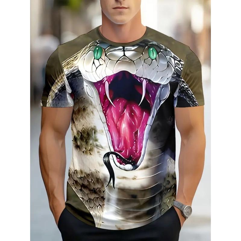 Fashion 3D Printed Horror Snake Graphic T Shirt For Men Personality Oversized