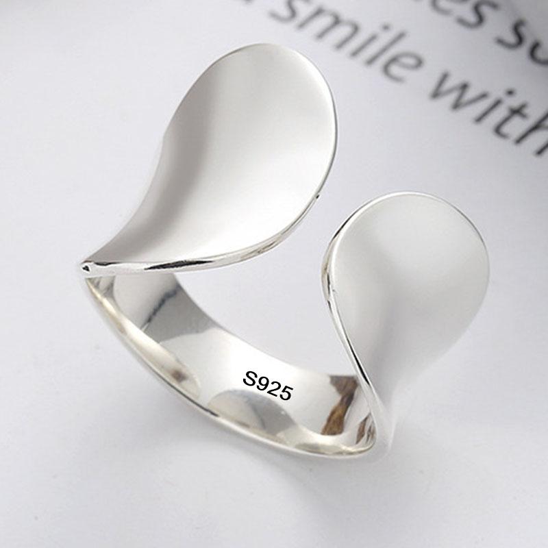

925 Sterling Silver Rings for Women Couple Minimalist Handmade Simple Wide Ring Fine Jewelry Gift Prevent Allergy resizable