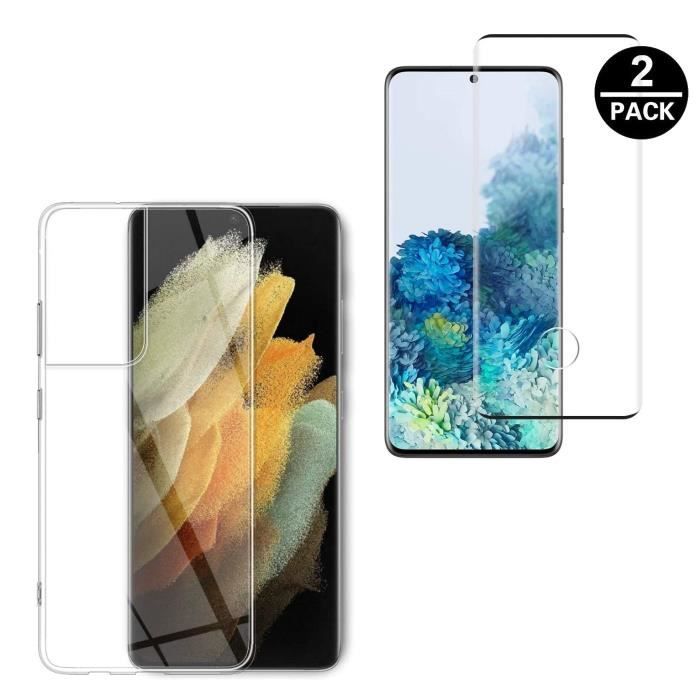 Coque de protection transparente et 2 Verres trempés 3D pour Samsung Galaxy S22 Ultra 5G [Toproduits®]