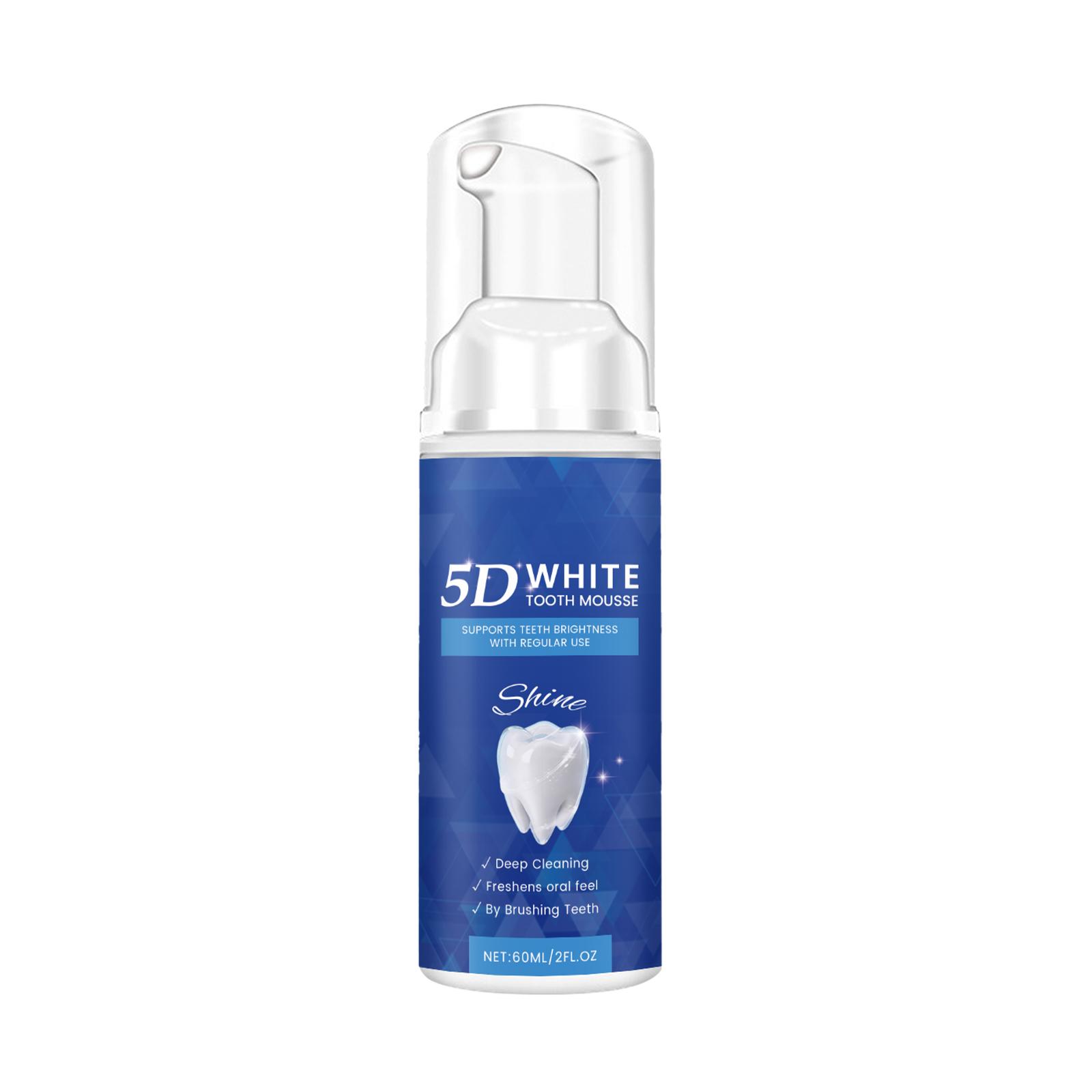 

5D Toothpaste Bleaching Mousse Removing Yellow Teeth Protect Enamel Oral Hygiene Brighten Smile Fresh Breath Tooth Care Product 2 sold 60ml