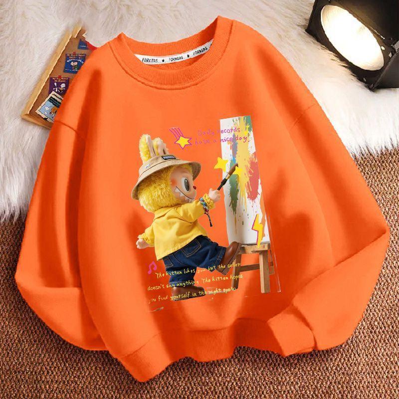 Children's Loose Round-neck Sweatshirt for Spring, Autumn and Winter, Cute Long-sleeved Loose Round-neck Coat for Boys and Girls