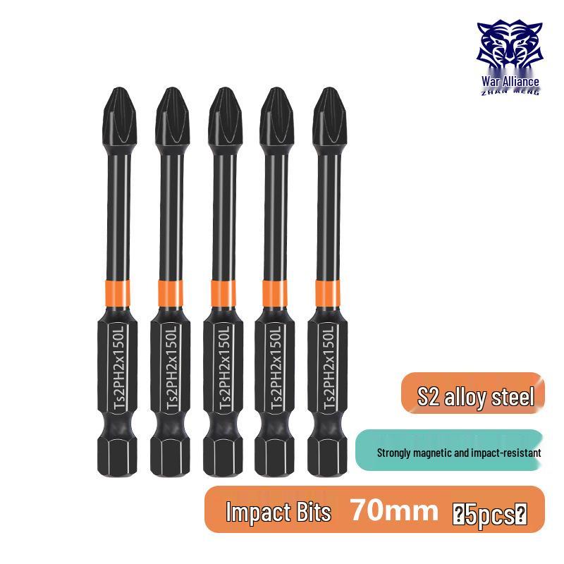 Phillips Magnetic High Hardness Extended Anti-Slip Electric Screwdriver Bit, Hex Shank, Rustproof.