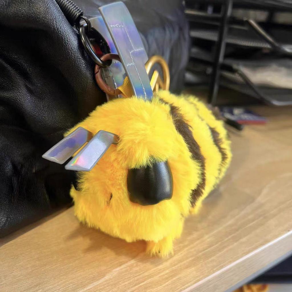 Bee Figure Bag Charm Cute Yellow Animal Pendant Mini Display Ornament Game Movie Inspired Gift
