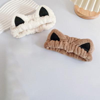Necessary Home Plush Cat Ear Headband for Womans Cute Face Wash Hair Band Fashion Girl Makeup Headband