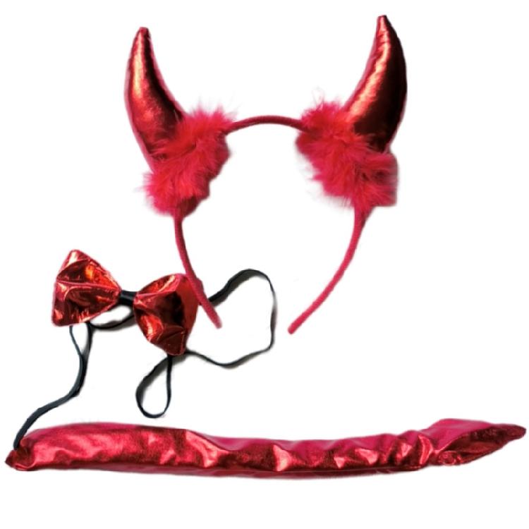 Halloween Devil Cosplay Accessories Devil Headband Devil Tail Bowtie for Women Masquerade Christmas Halloween Role Play
