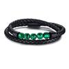 Titanium Steel Man Chakra Jewelry Wholesale Stainless Steel Men's Black Leather Volcanic Beaded Braclets Stone Leather Bracelets