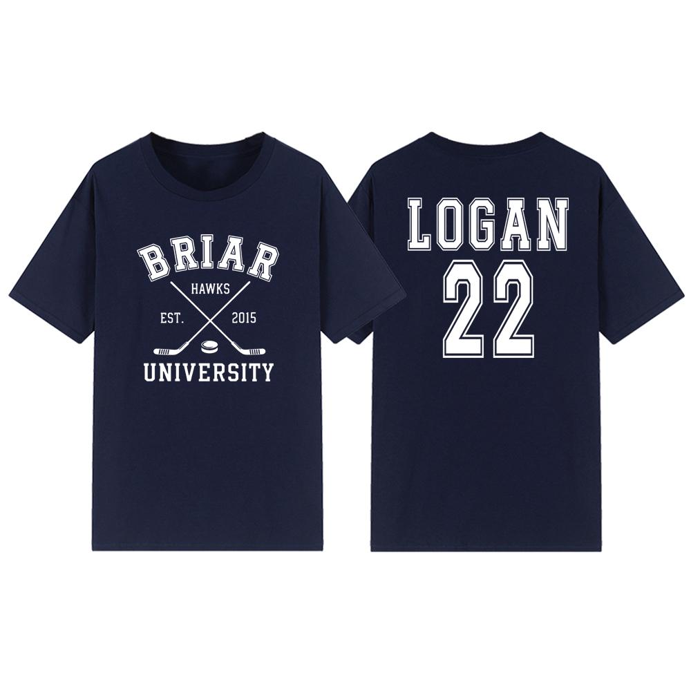 Briar University Logan 22 Hockey Two-Sided T-Shirt Off Campus Series Shirt Hockey Romance Tee Unisex Casual Graphic T Shirts