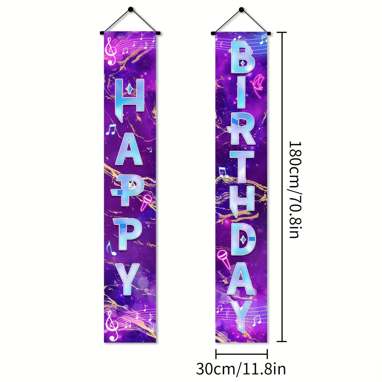 1Set Neon Happy Birthday Banner Couplet Porch Backdrop, Music Theme Party Decor & Photo Props for Birthday Party Favors