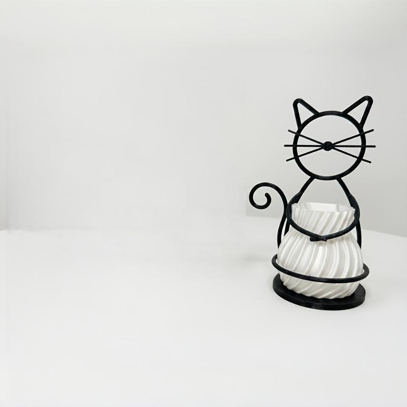 Cute Cat Shaped Metal Pen Holder With Non Slip Base Storage Cup For Home Office Stationery Organization