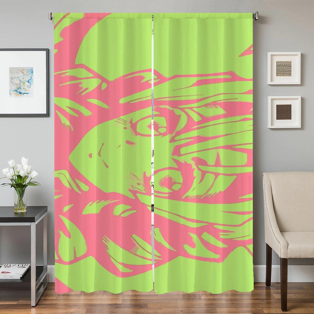 

Window Kitchen Curtains Living Room Door Curtain Demon Slayer Bedroom Decoration Partition Light Blocking Set Of 2 Made Polyester Great Decor W100*H130(CM)-Hooks&2PCS