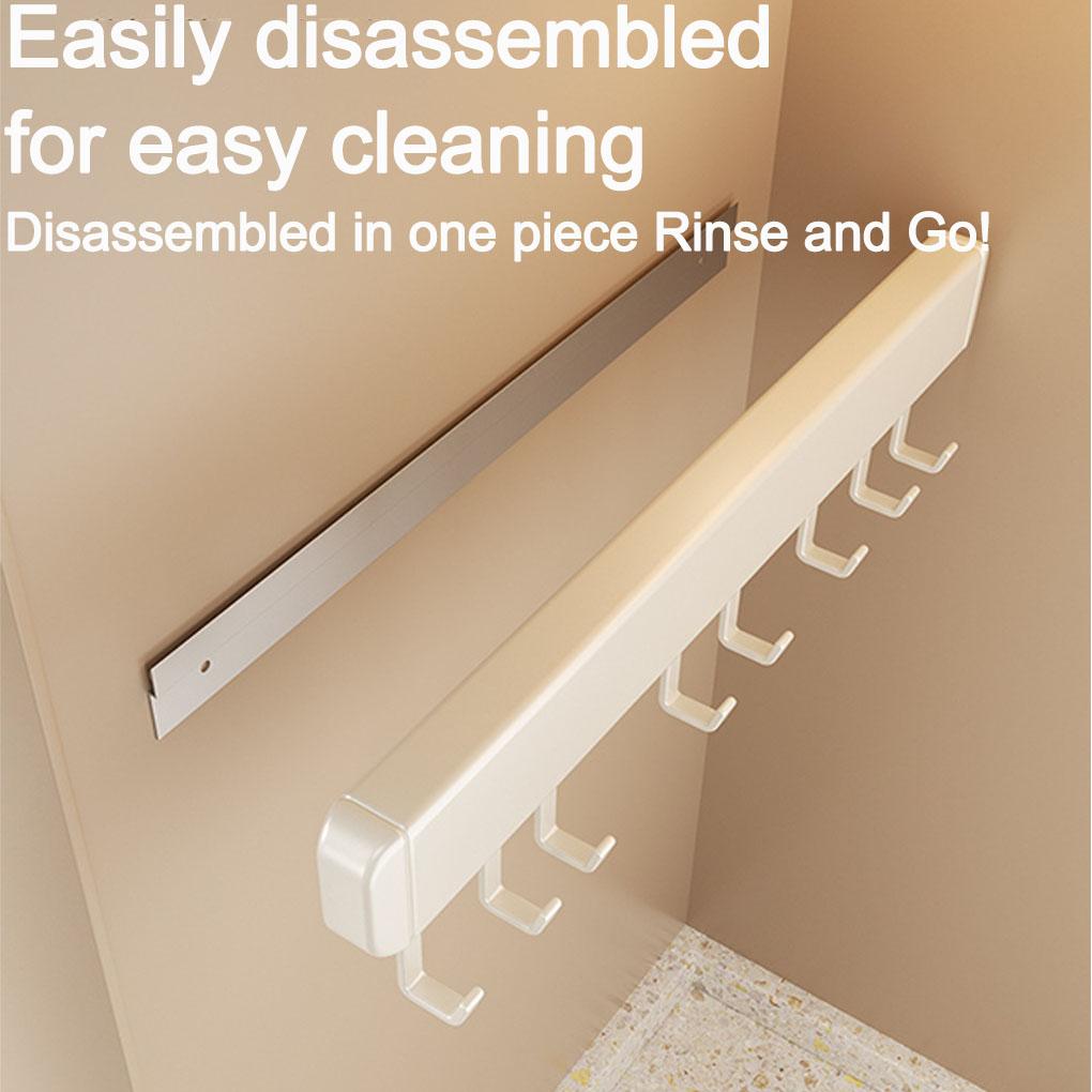 30/40/50cm Stainless Steel Non Perforated Kitchen Hook Rack With Movable Hooks For Spoon Shovel Utensil Organization