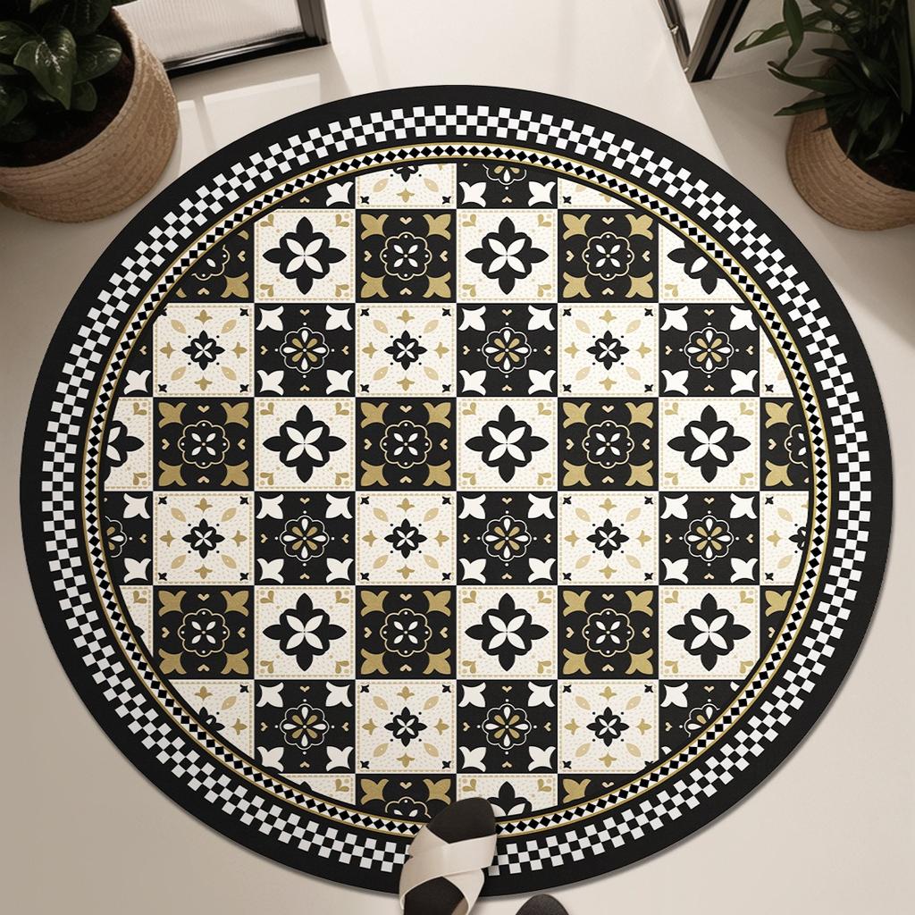 Light Luxury Geometric Artistic Mandala Floral Printed Carpet Table Chair Mat Suitable for Living Room Bedroom Decoration Mat