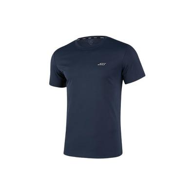 Solid Color Round Neck Pullover Quick-Dry Short Sleeve T-Shirt Men Tops Navy-Blue P223M104-002Z