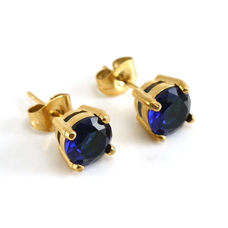 925 Silver Ear Buckles Fashion Hoop Earrings Dark Blue Crystal Pendant Gold Earrings High Women's Jewelry Luxury Gifts