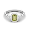 Bezel Set 0.77 Ctw Emerald Cut Peridot 925 Sterling Silver Solitaire Women Engagement Ring
