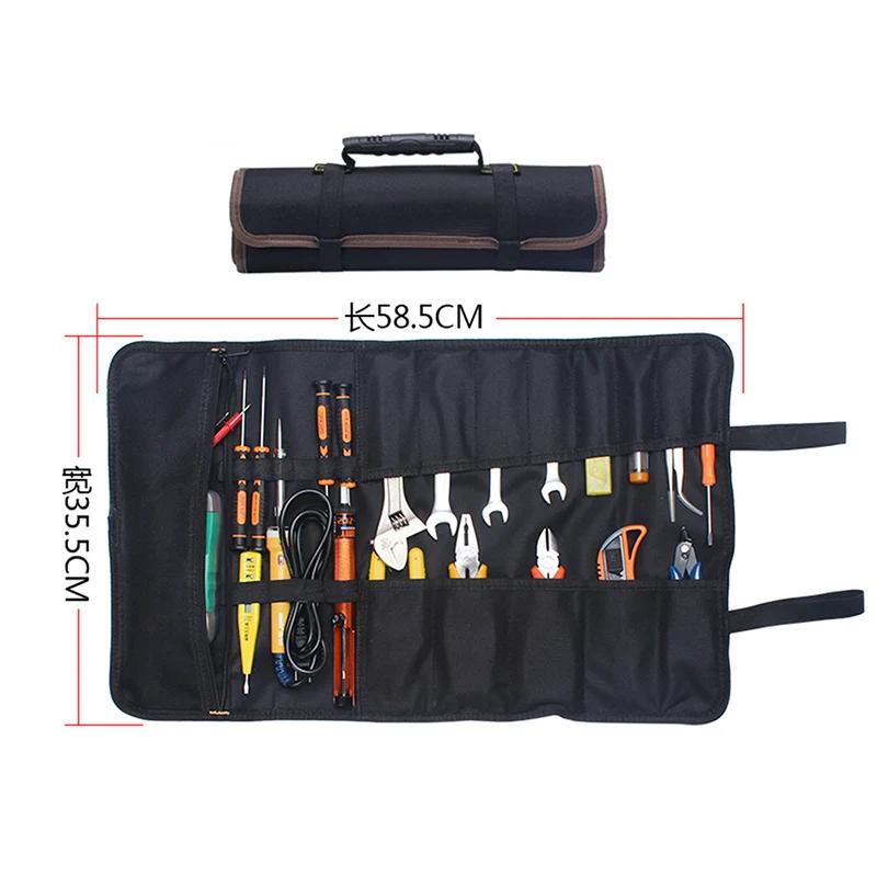 Multifunctional Oxford Canvas Chisel Roll Rolling Repairing Tool Utility Bag Practical with Carrying Handles Bag(without Tools)
