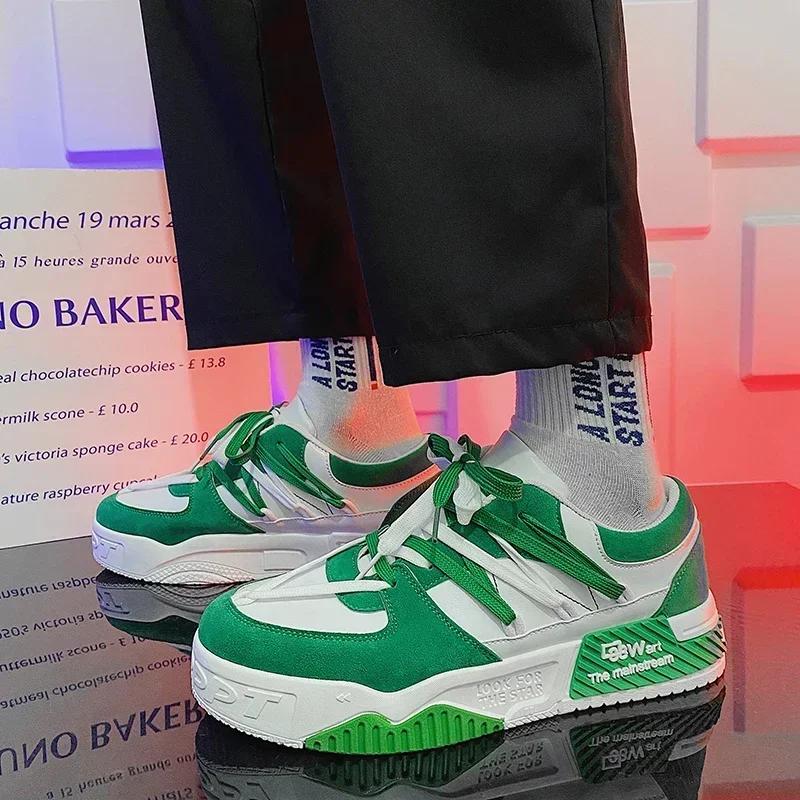 Fashion Sneakers Mens Shoes Designer Men Casual Shoes Trend Two-tone Lace Up Platform Student Shoes Male Vulcanized Zapatillas De Hombre