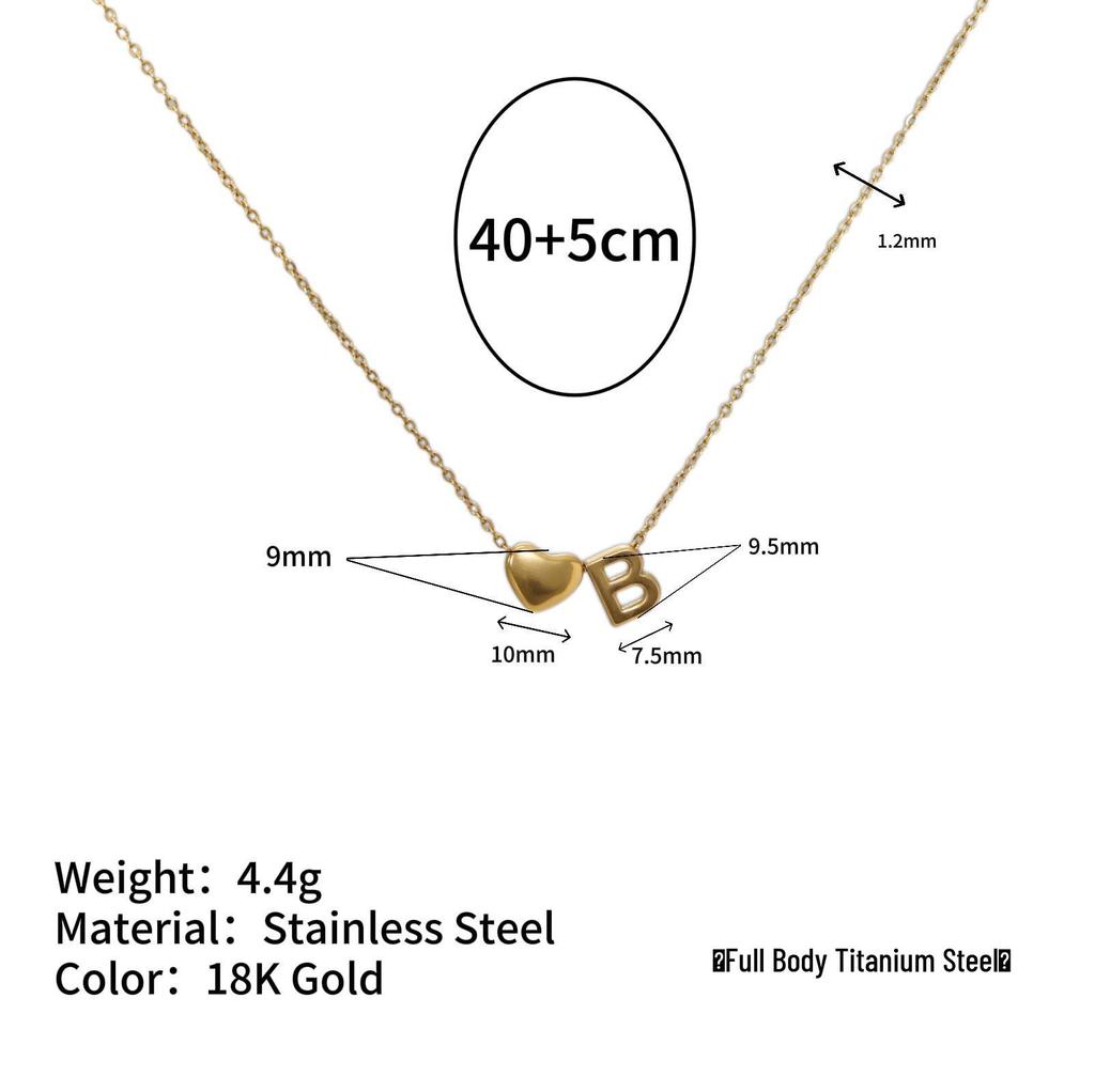 Herz Anhänger Halskette: 18K vergoldeter Edelstahl mit 26 englischen Buchstaben.