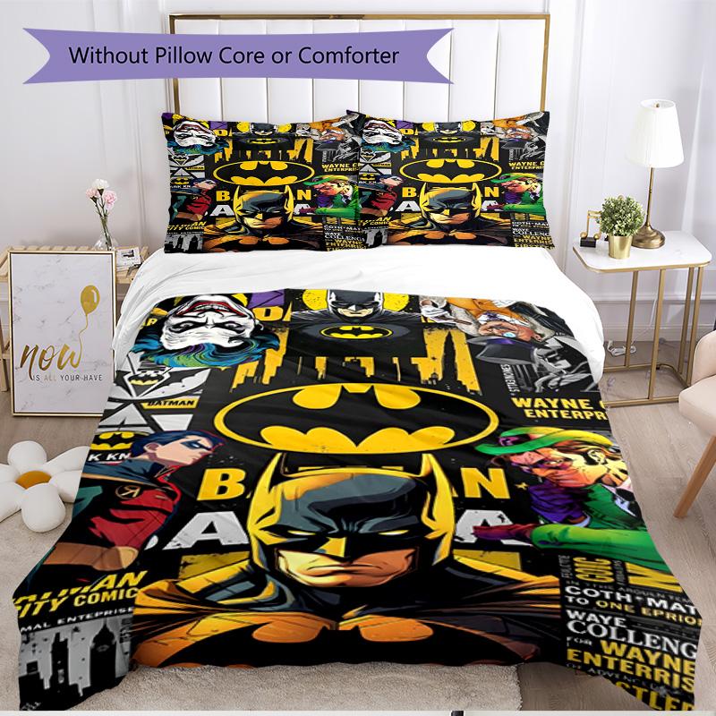 3pcs Duvet Cover Set (1*Duvet Cover + 2*Pillowcase, Without Core), Superheroes Print Soft All‑Season Bedding Set, Home Bedroom Decor Gift