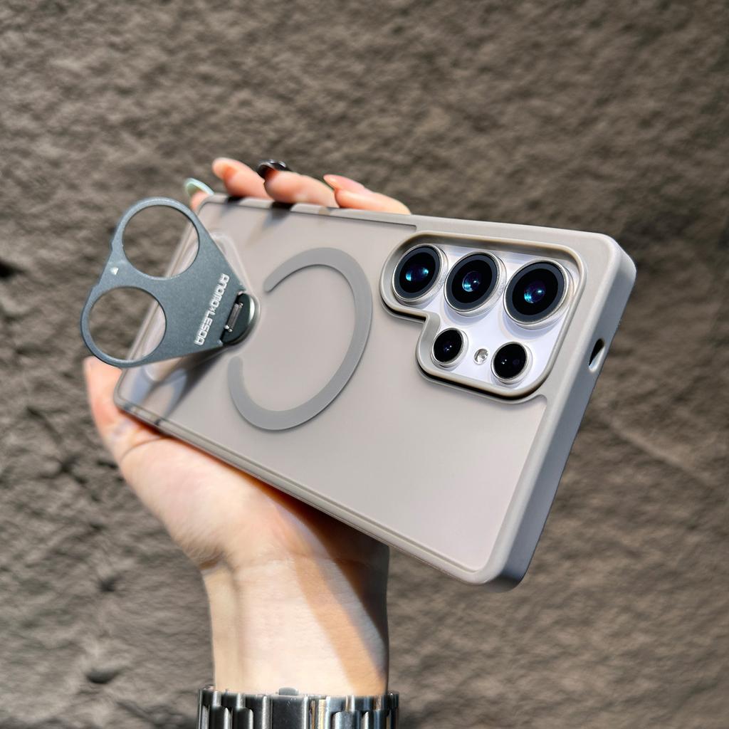 Suitable for Samsung S25 Ultra Magnetic Phone Case S25 Creative Ring 360 Degree Rotating Support S24 Skin Feeling Scrub