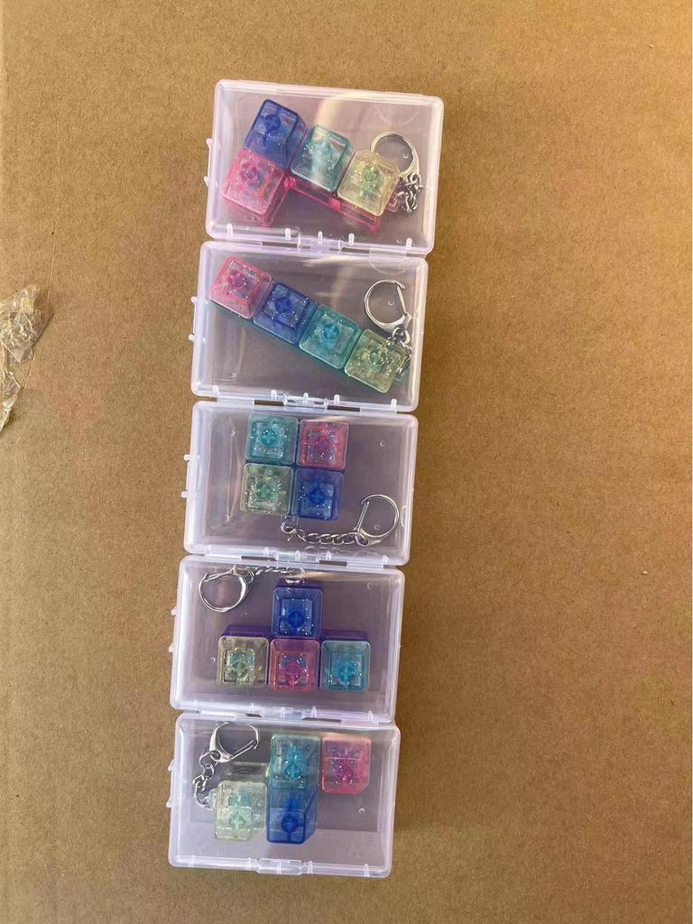 Fingertip Decompression Tetris Keychain Light-Up Wooden Fish Toy