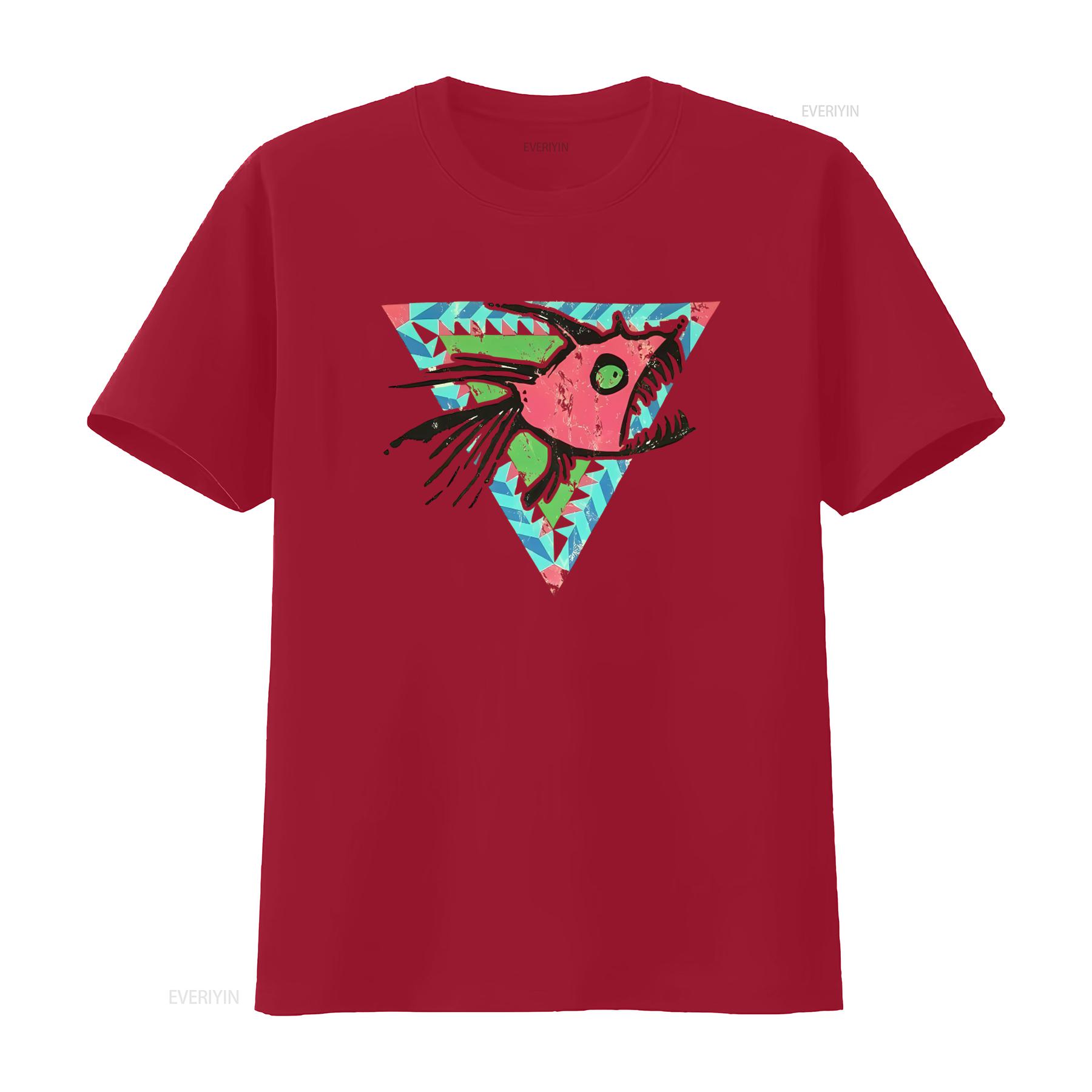 

Hot Tuna Mens T shirt Retro Triangle Print Cool Design vintage Washed fashion Unisex Slightly streetwear designer clothes homme S