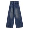 American Retro Jeans Damen Frühling und Sommer Neue High-Waist Weitbein Hose Bodenlang Gerade Locker Lässige Hose