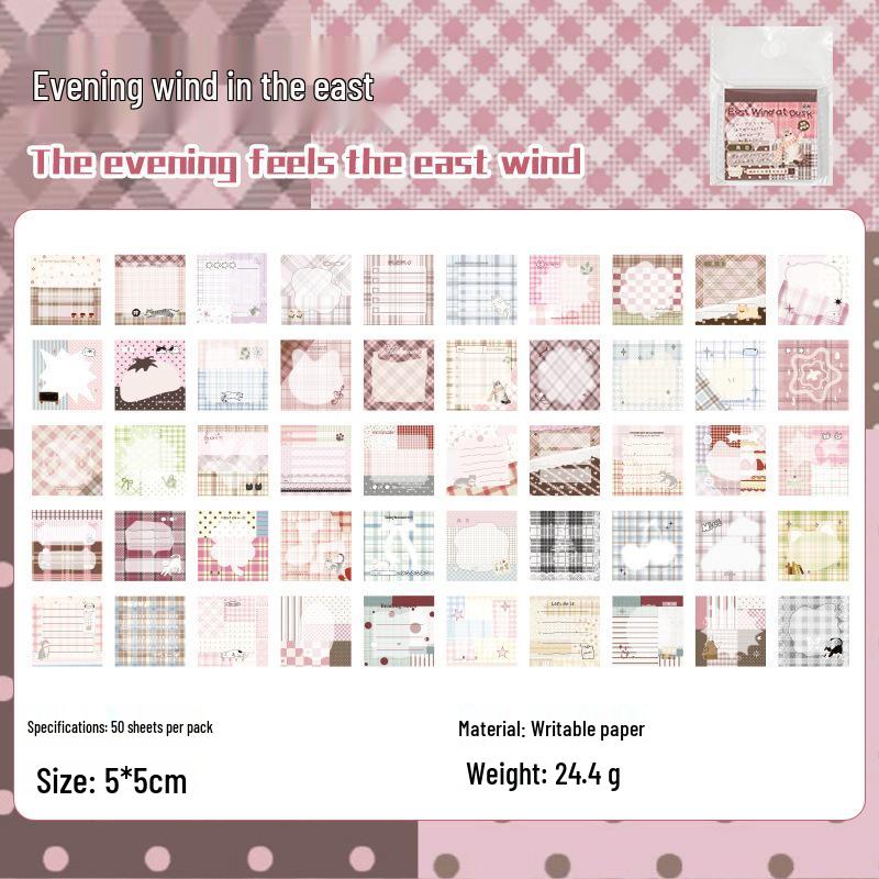 Yuxian Retro Plaid Sticky Notes Pad - Tearable & Stickable for Journals and Diaries.