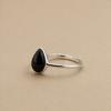 Black Onyx Pear Ring 7x10mm, 925 Sterling Silver Minimalist Ring, Dainty Minimalist Jewelry for Women