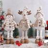 Christmas Snowman Telescopic Doll with Knitted Earmuffs & Reindeer - Desktop & Window Decoration Ornament