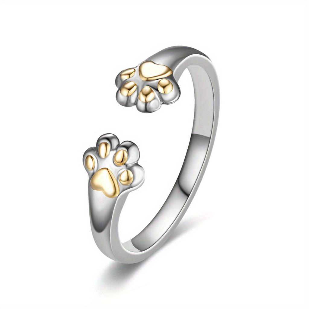 1Pc Stylish Cat Claw Opening Adjustable Cute Titanium Steel Ring