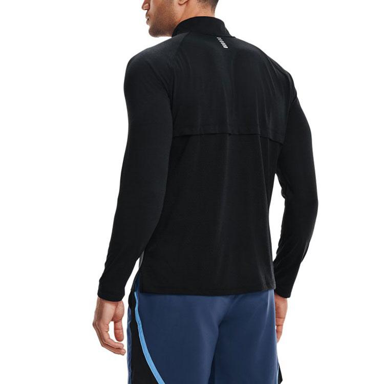 Under Armour 1/2 Zip Running Sports T-Shirt Men Tops Black 1361474-001