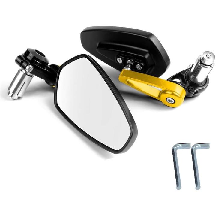 7/8" Motorcycle Mirrors,Bar End Rear View Mirrors Compatible With Honda Grom,Ducati, Suzuki,Yamaha, Kawasaki And More(GOLD)
