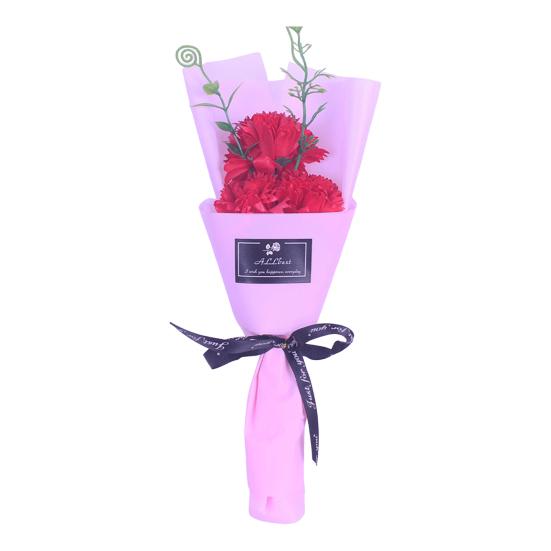 Букет из искусственных гвоздик 3/5 голов, обернутый букет искусственных ароматизированных цветов ко Дню святого Валентина, Дню матери, дню рождения 3pcs красный