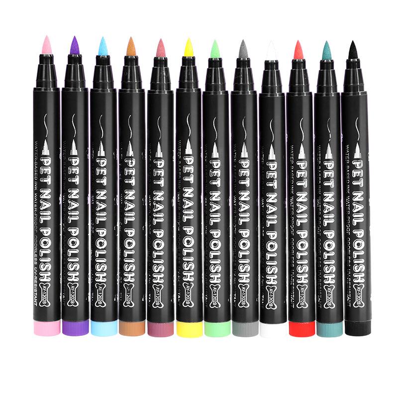 

Quick Dry Dog Nail Polish Pens 12 Colors,Pet Safe Non-Toxic Nail Polish Easy Application for Dog Cat Small Pets Nail Accessories