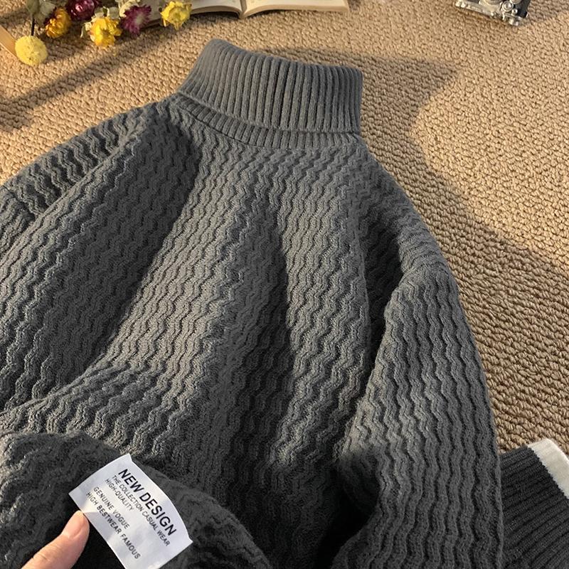 Autumn Winter Sweaters Men Casual High Neck Knitted Pullovers Male Solid Loose Turtleneck Sweater Man Pullover