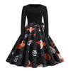 Women Vintage Long Sleeve Dress Spring Autumn New Year Party Dresses S-5XL Black Vestidos