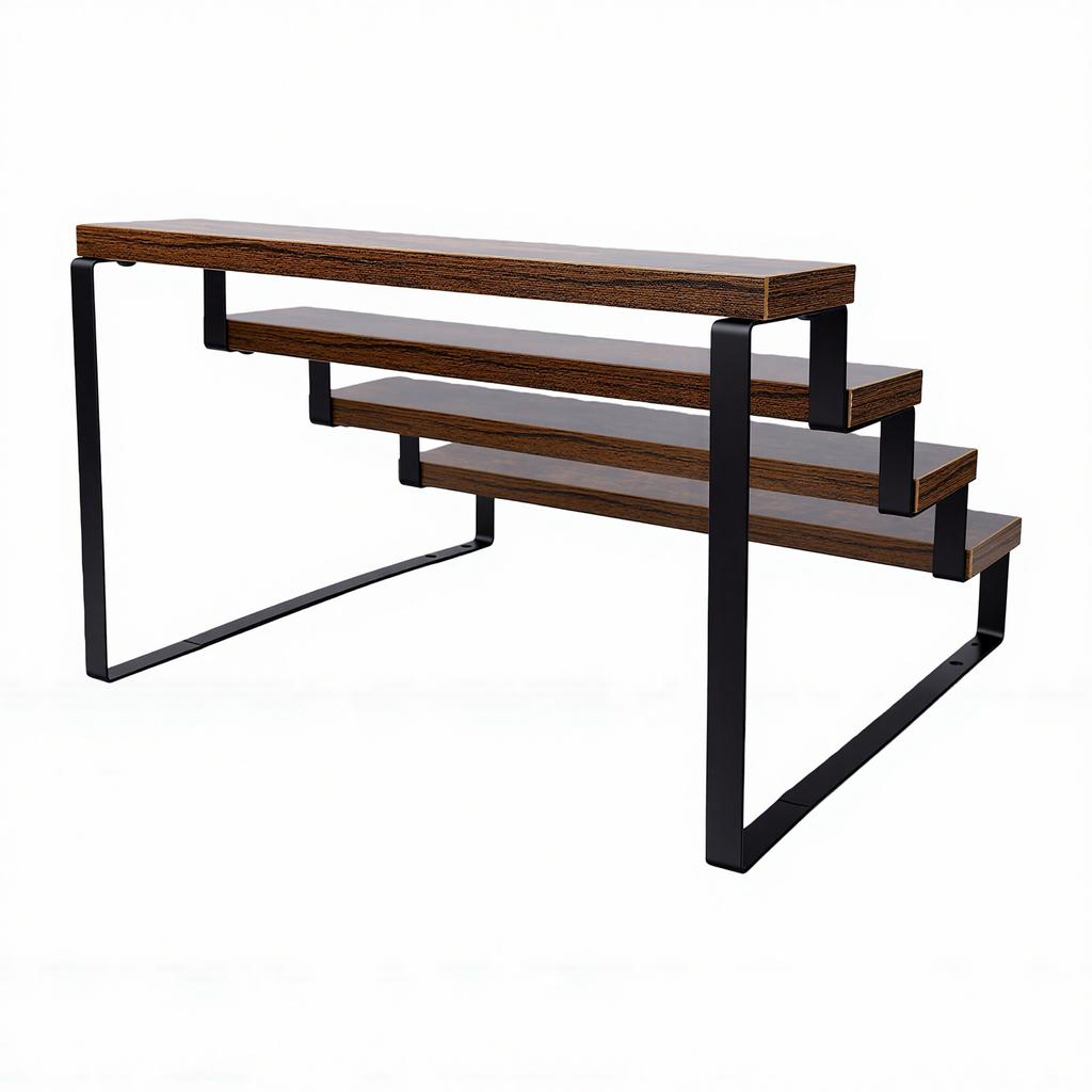 Wooden Display Riser Stand 4 Tiered Perfume and Cologne Organizer Display Shelf for Vanity Cabinet Farmhouse Decor Dark