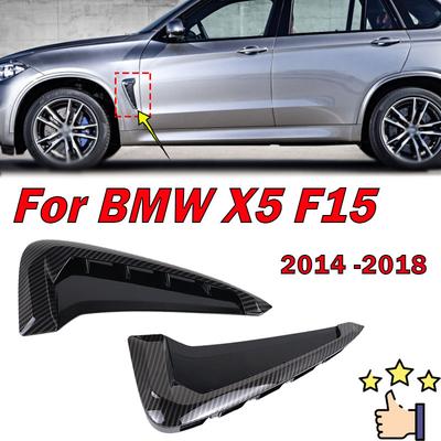Voor BMW X5 F15 2014-2018 Voorzijde Zijvleugel Spatbord Luchtgeleider Ventilatie Grille Grille Gat Embleem Sierlijst ABS Decoratieve Sticker Accessoires
