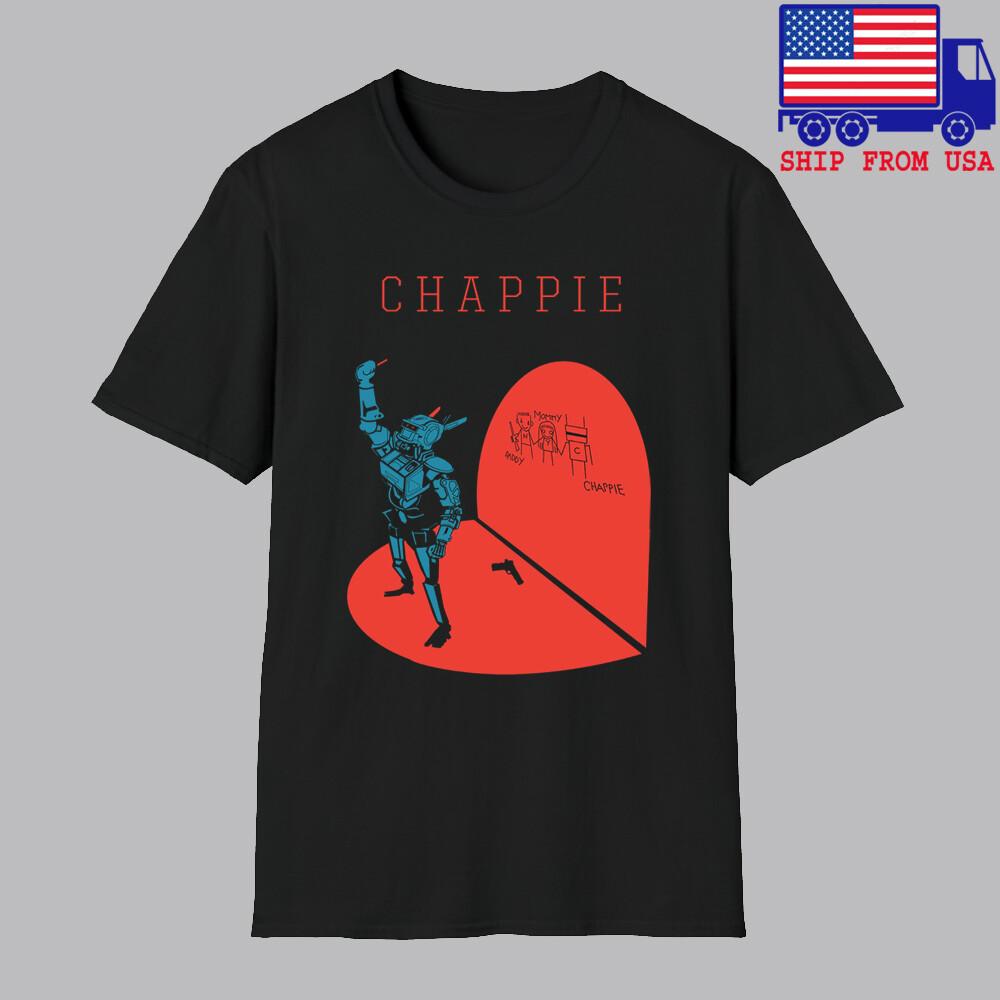 Chappie Poster Movie Die Antwoord Men#039;s Black Size S5XL Unisex T-Shirt XL