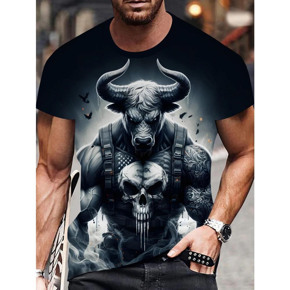 Men's casual short sleeved T-shirt with round neck design, fashionable and casual style suitable for daily and casual occasions
