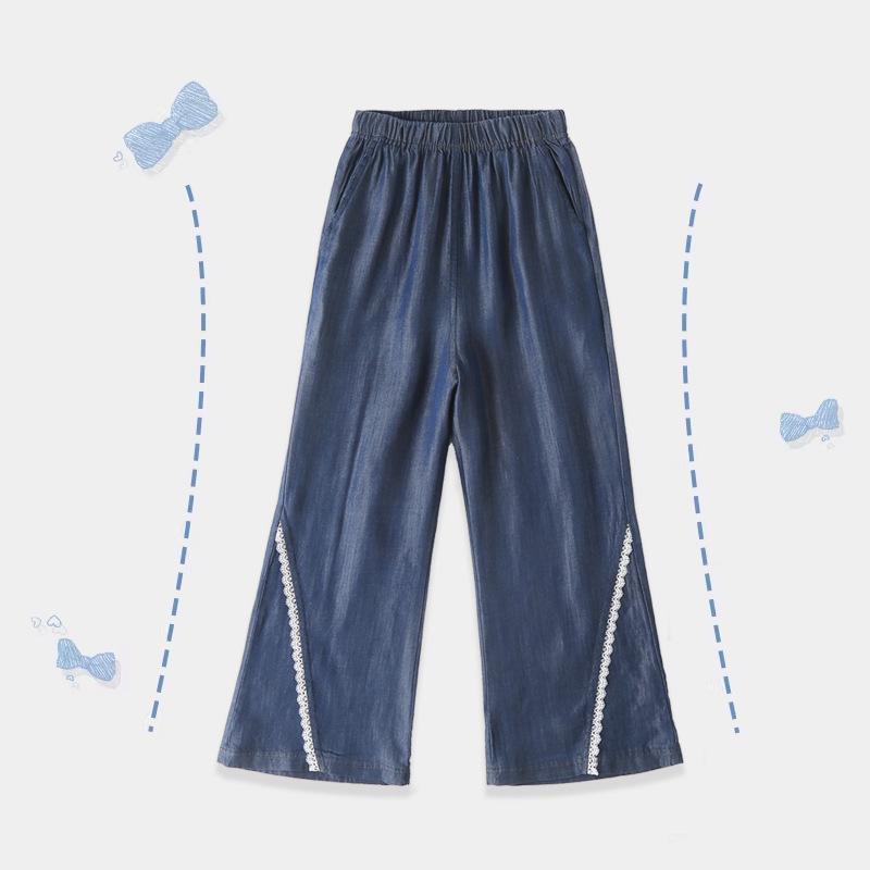 Girls  Fashion Lyocell Denim Flare Pants - Spring/Summer Casual 120 джинсовый синий