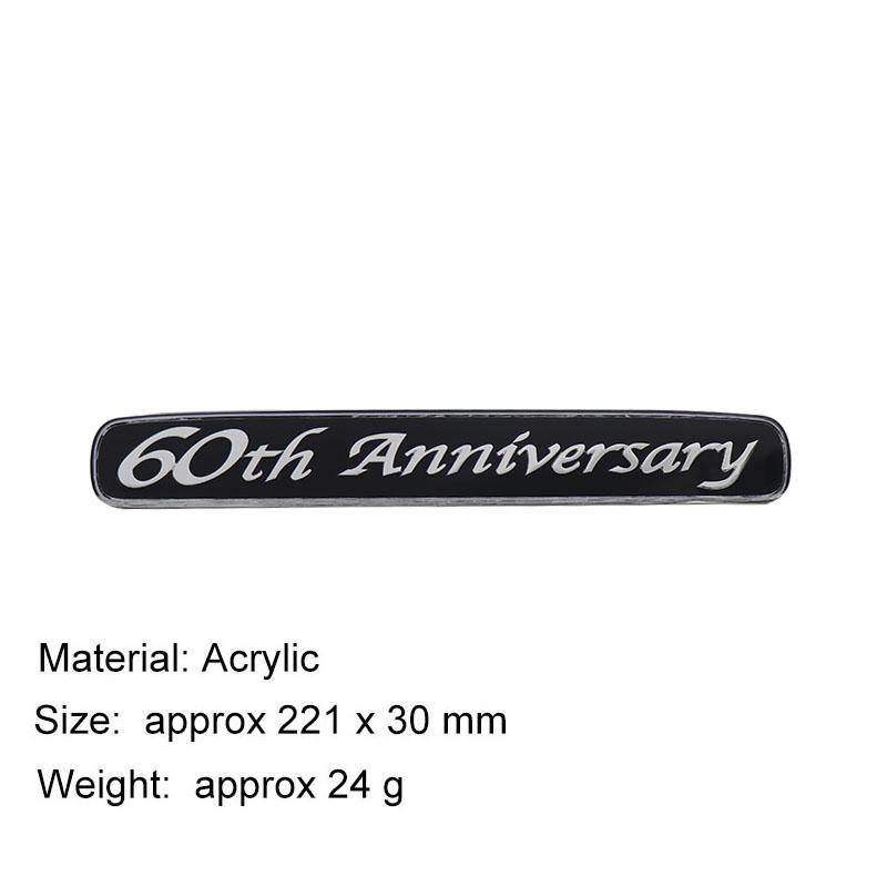 

3D Premium Brownstone Executive Black White 60 Anniversary Sticker Tail Bumper Badge Auto Rear Trunk Emblem Accessories Exterior Decoration 60th-black
