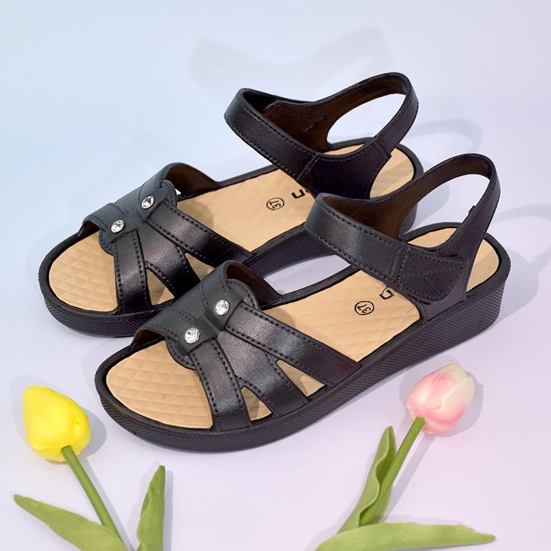 

Thick Soled Wedge Sandals for The Summer of 2025, New Casual and Comfortable Sandals for Middle-aged and Elderly People 36 чорний
