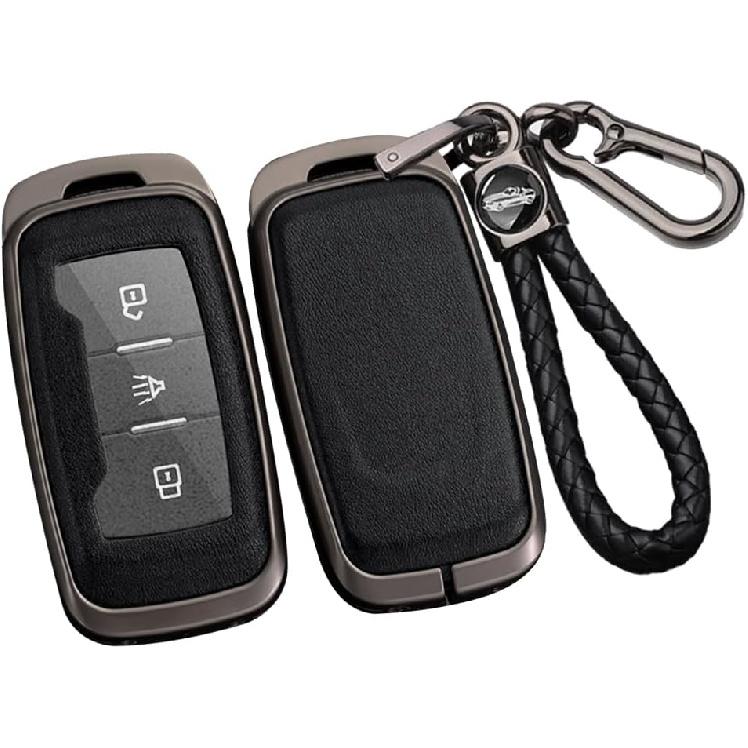 

SANRILY PU Leather+Zinc Alloy 3 Button Key Cover Compatible with Jetour X70 X90 X95 for Chery Keyless Key Holder with Keychain Black-green чёрный