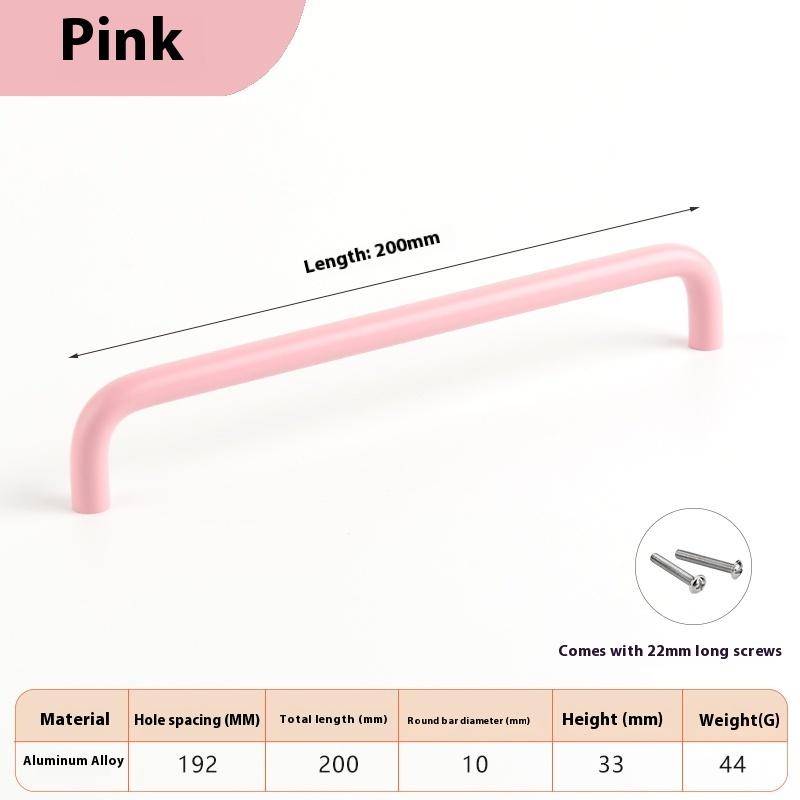 

Барвисті Прості Меблеві Ручки Шафи Ручки для Дитячої Кімнати Ручки-Кулі для Шухляд Сучасна Фурнітура з Алюмінієвого Сплаву Pink 200MM