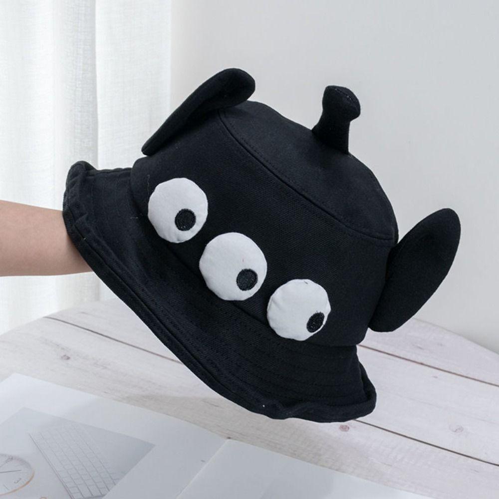 Foldable Three Eyes Bucket Hats Lightweight Cartoon  Sun Hat Fashion Big Ear Fisherman Hat  Outdoor