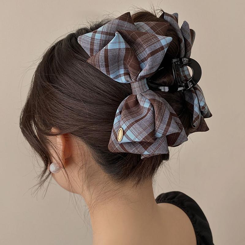 

Ретро клетка зажим-акула корейский темперамент бант заколка для хвостика аксессуары для волос