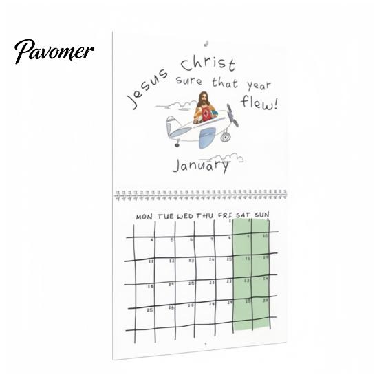 Retro Wall Calendar 2027 Funny Calendar, Large Grid Monthly Planner, Humor Daily Office Planner Desk Decor for Home Office, Creative Paper Art
